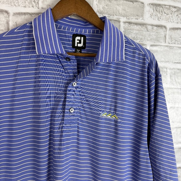 FootJoy FJ x Desert Mountain Light Blue Striped Performance Golf Polo Mens LARGE - Picture 1 of 7